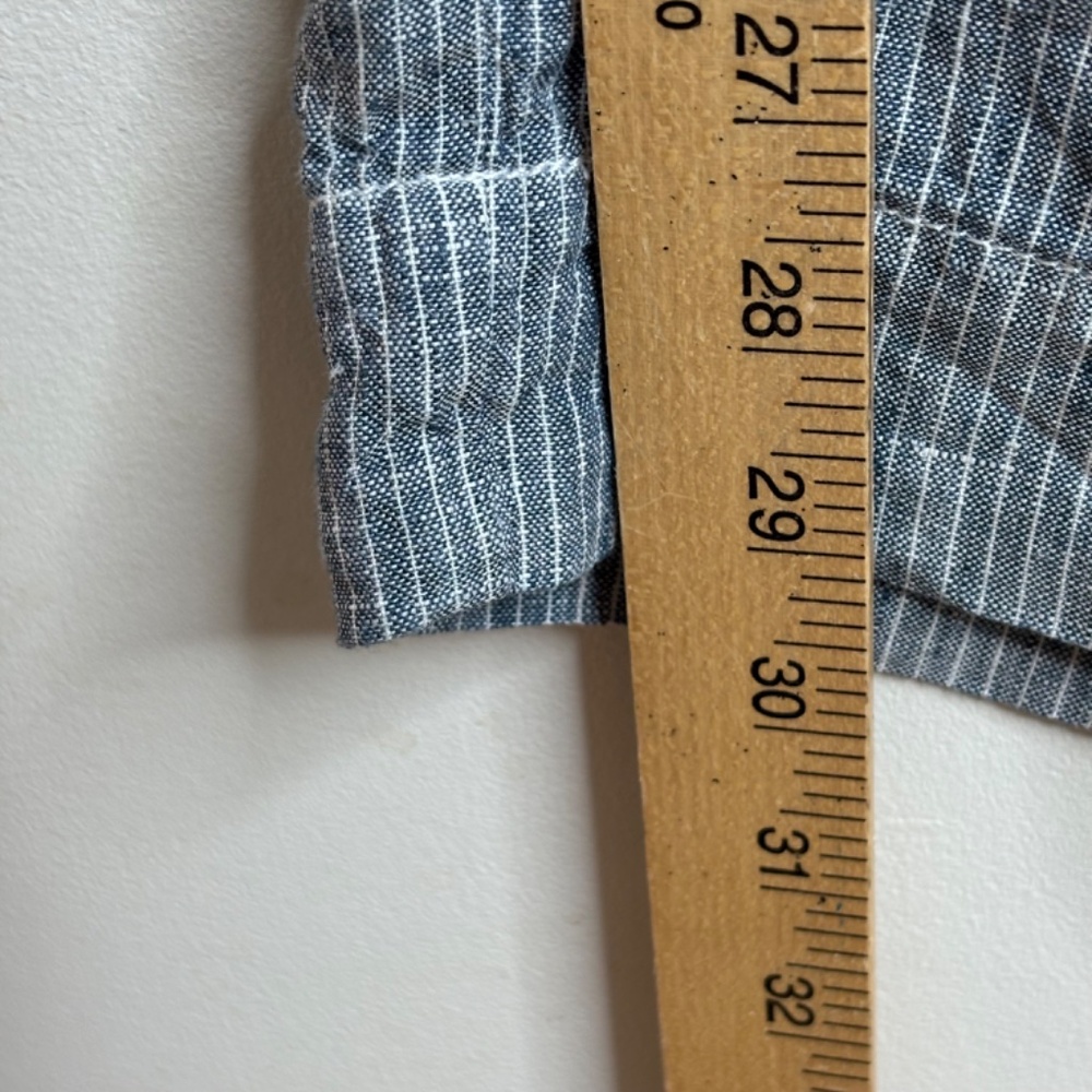 Everlane Linen Way-High Drape Pant 14 Wide Leg Pleated Blue Pinstripe Chambray - Picture 12 of 16